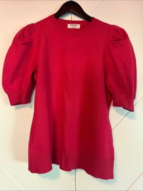 Zenana Outfitters Women's Pink Puff-Sleeve Knit Sweater